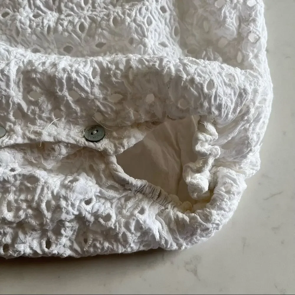 BUHO girls designer white eyelet bubble romper size 6 months